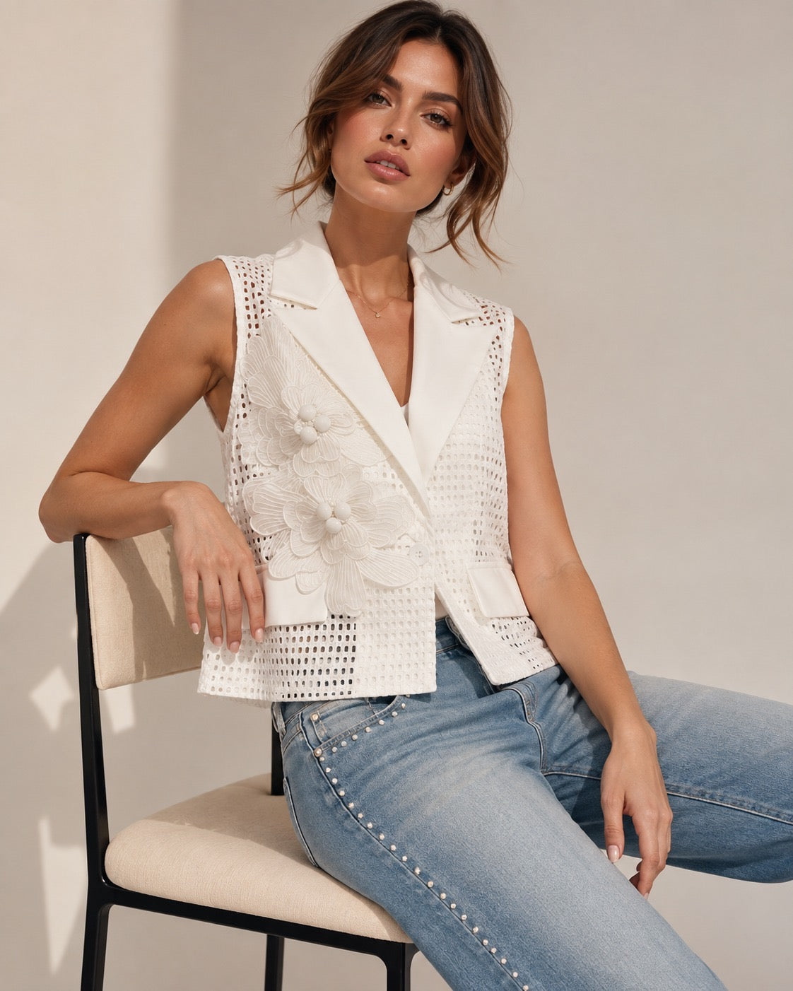 Glamour & Classy White Vest