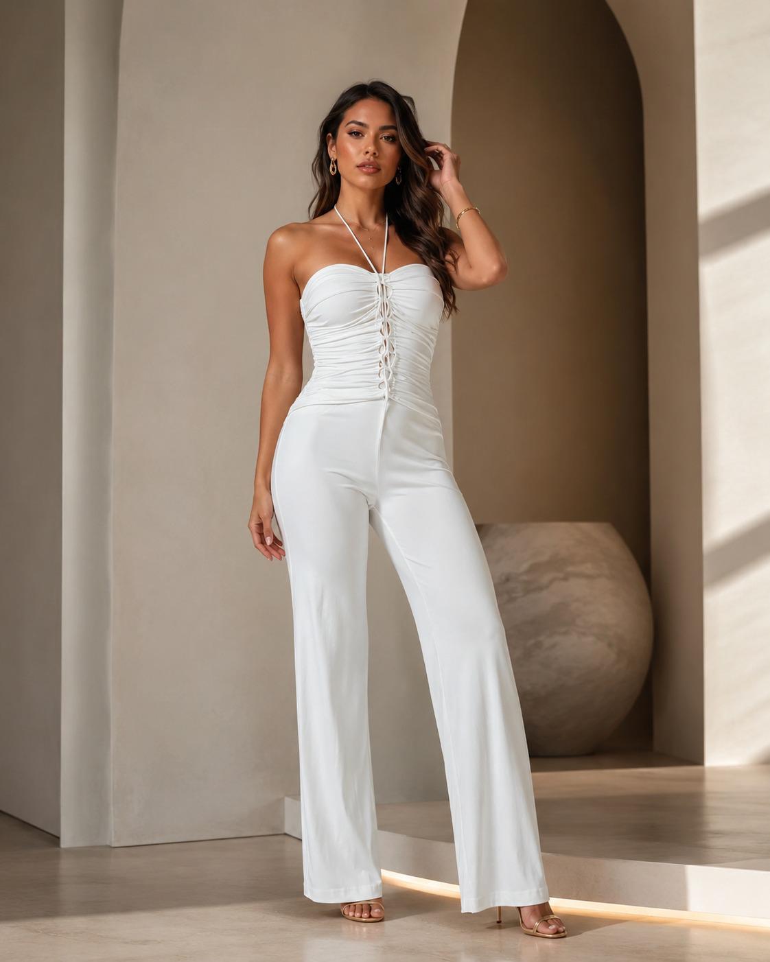 White Elegant Palazzo Jumpsuit