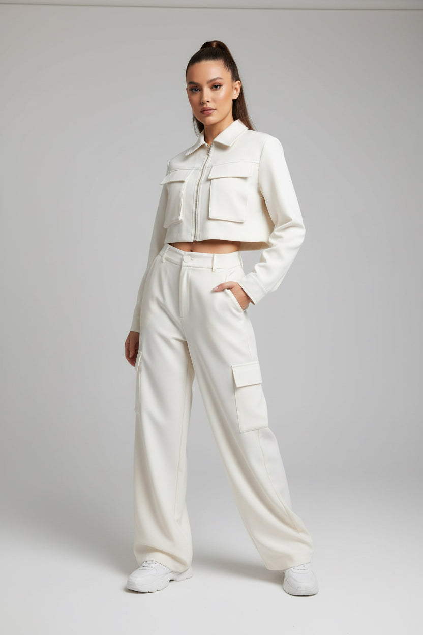 Luxe Cargo Pant Set (ivory)