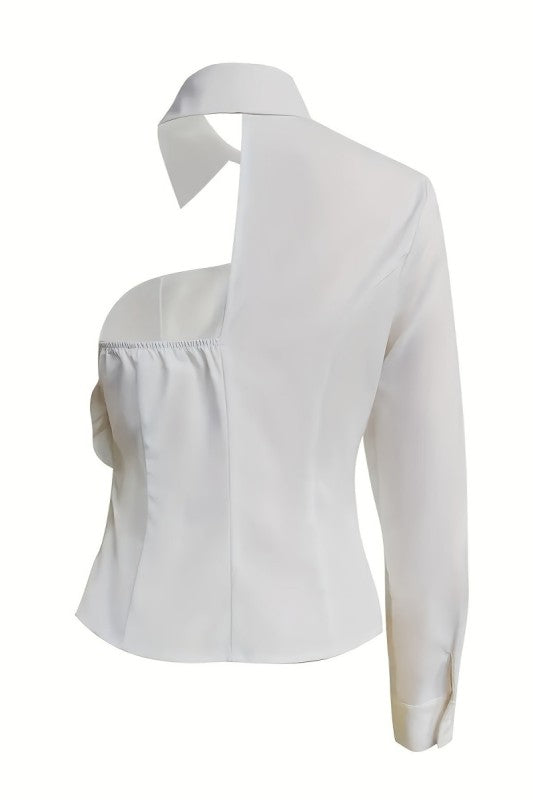 Off Shoulder Floral White Shirt