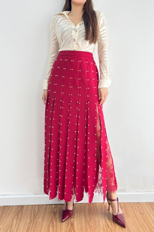 Pleated Sheer Maxi Skirt