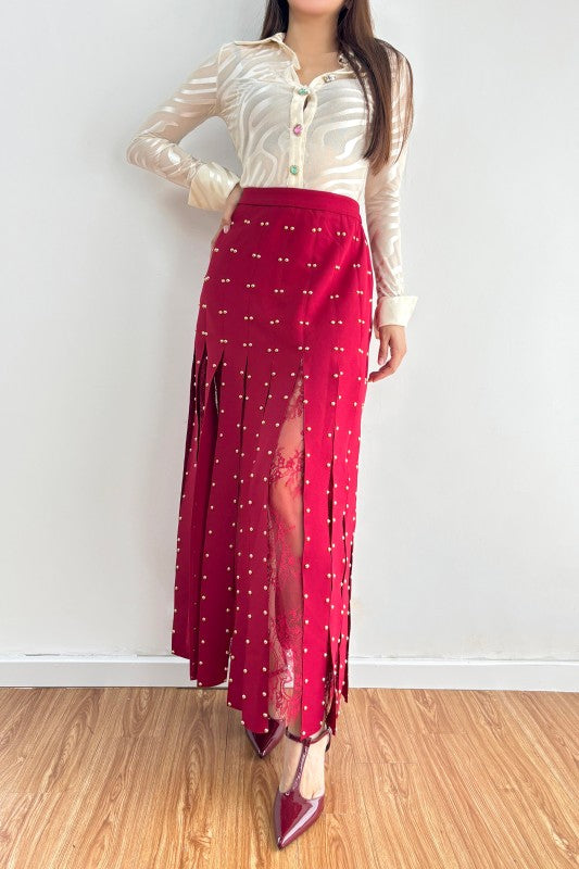 Pleated Sheer Maxi Skirt