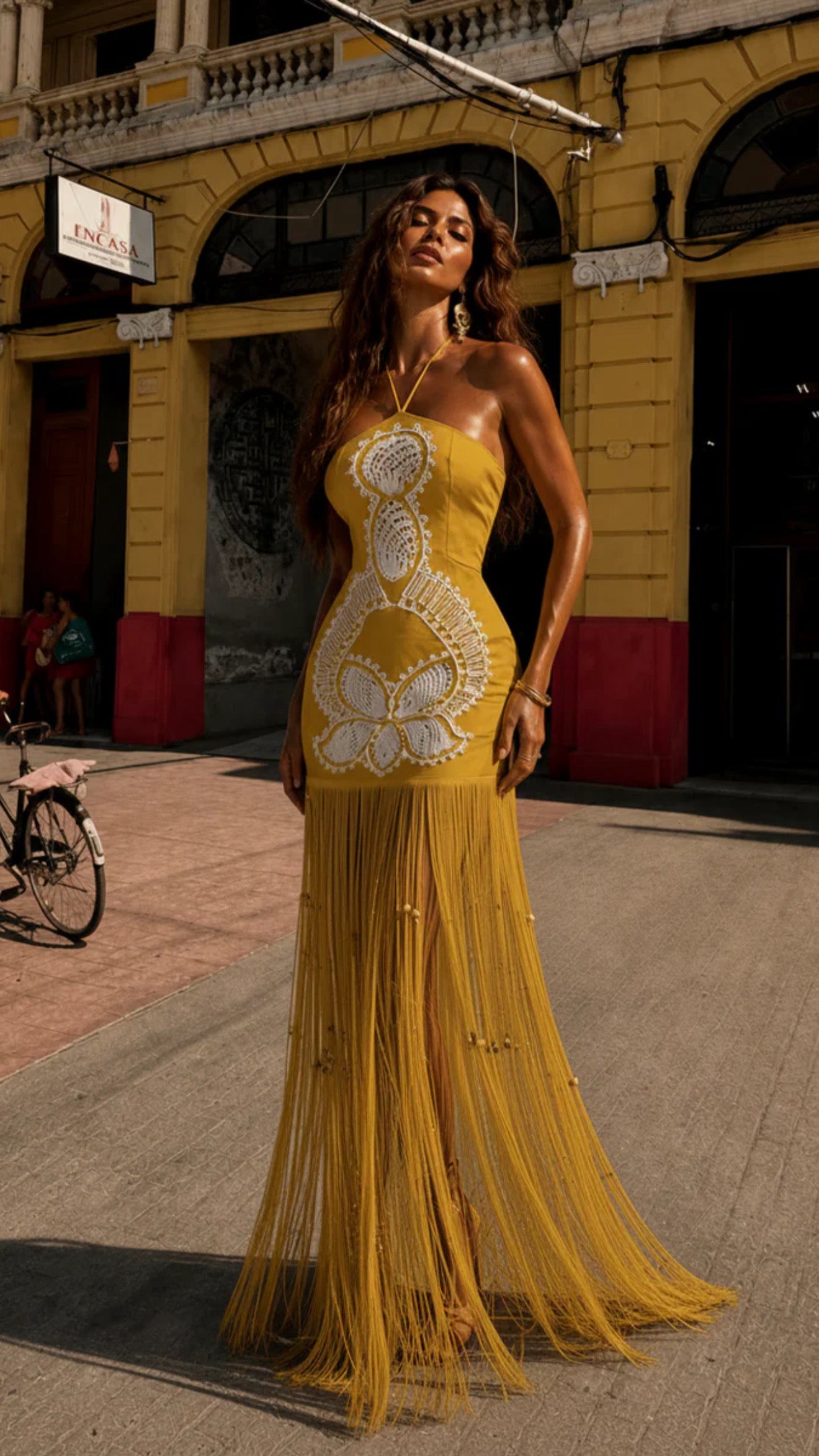 Resort Macrame Fringe Halter Dress