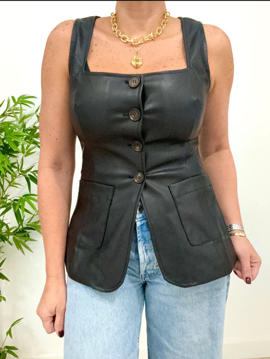 BLACK LEATHER VEST