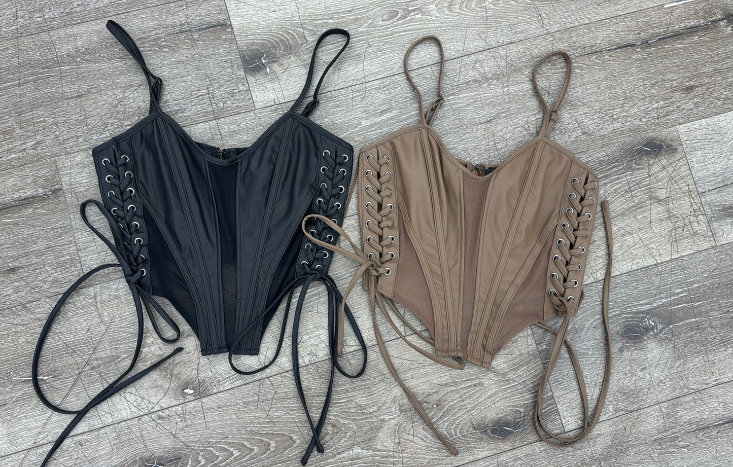 Kaylee PU Brown Leather Top