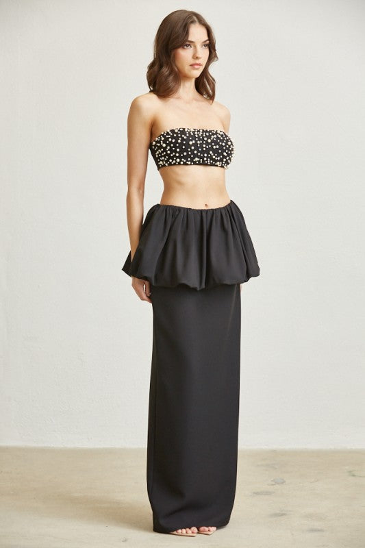 Black Rhinestones and Pearls Set