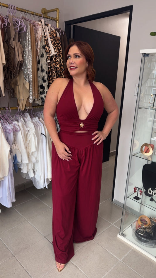 Jasmine Burgundy Palazzo Set