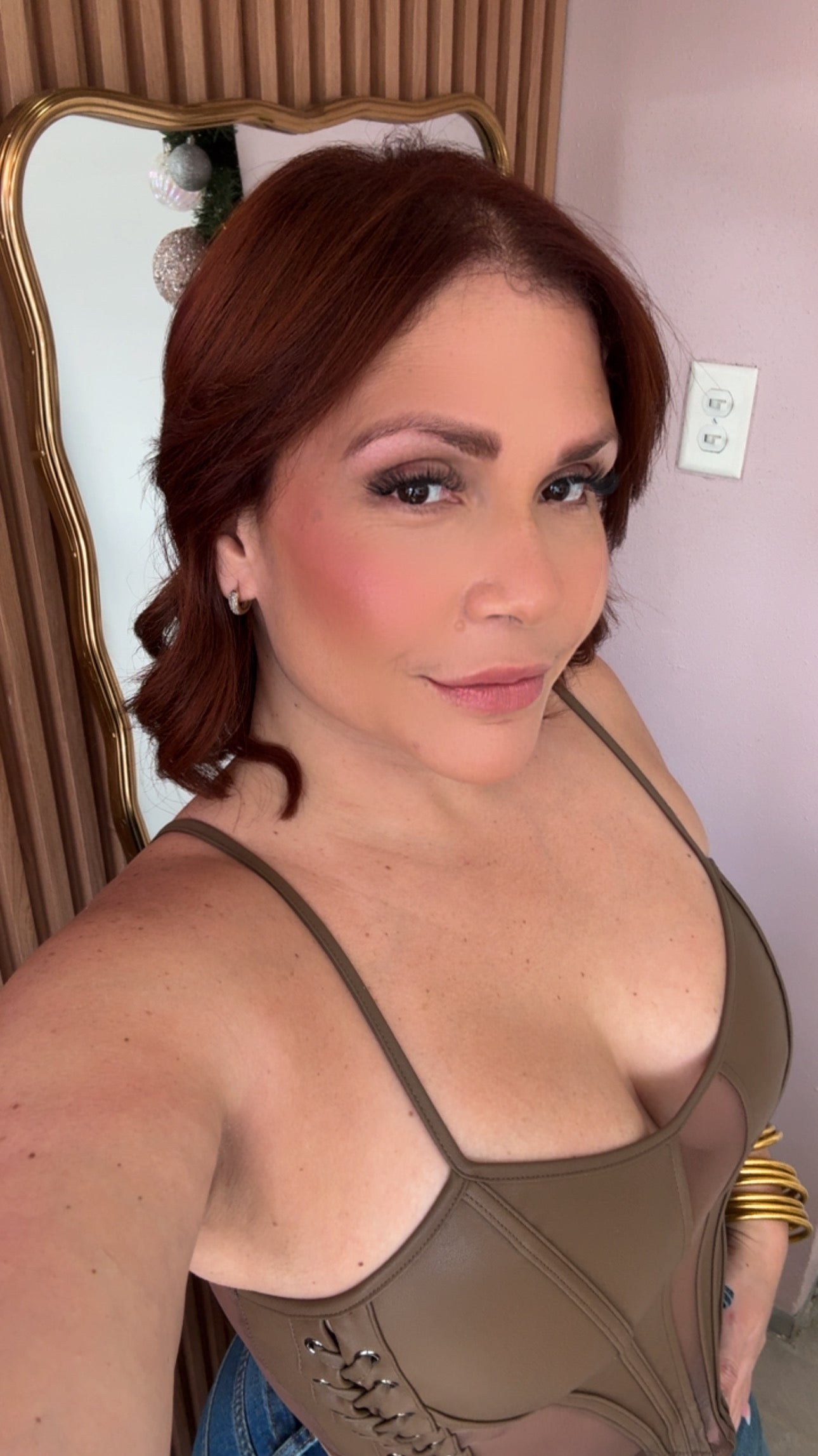 Kaylee PU Brown Leather Top