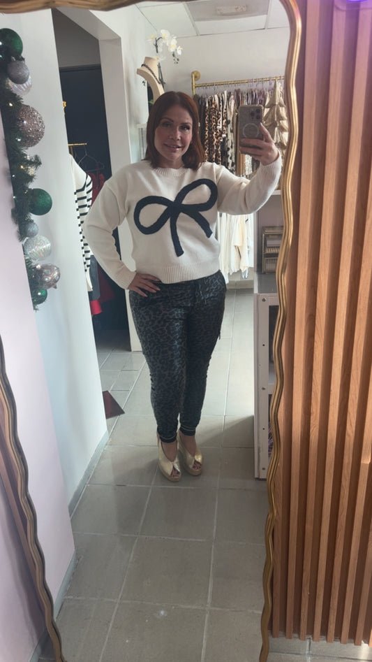 PU Leather Animal Print Jogger