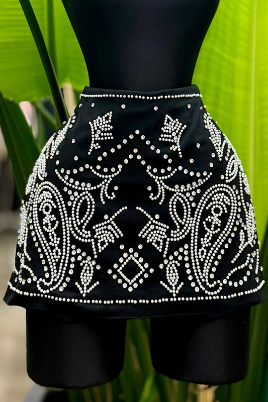 BALCK VELVET SKORT