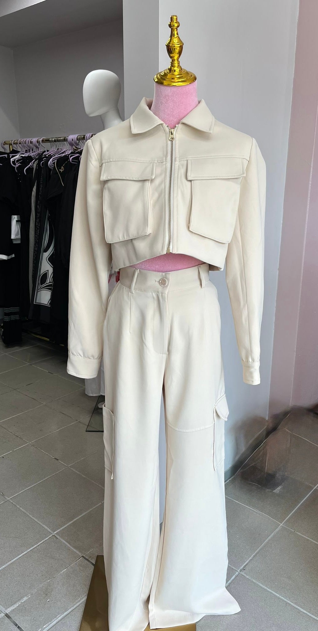 Luxe Cargo Pant Set (ivory)