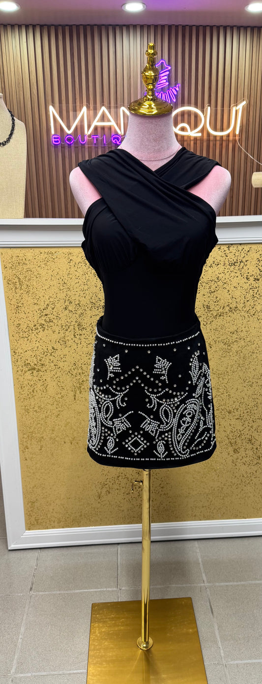 Wrap Lining Black Bodysuit