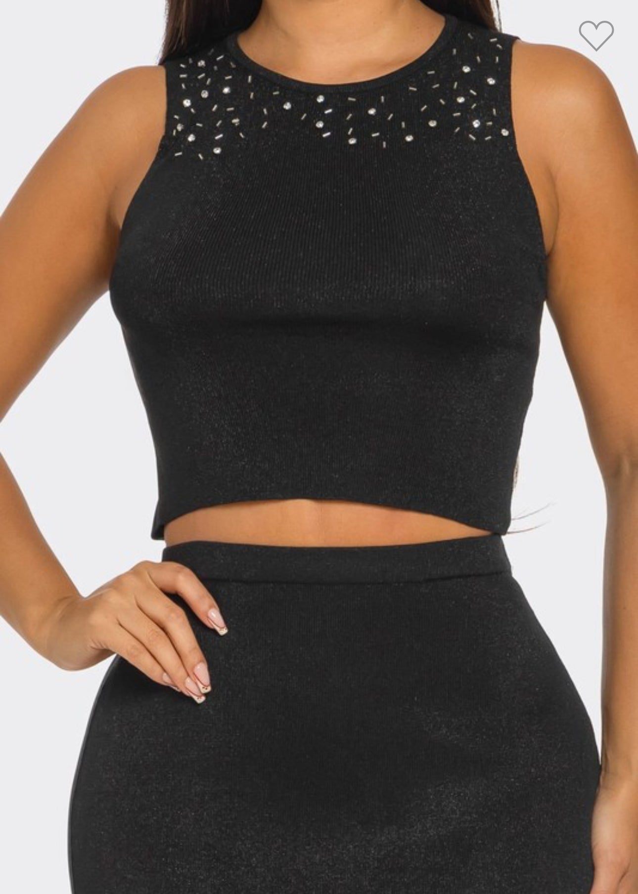 Rhinestone Knit Black Set