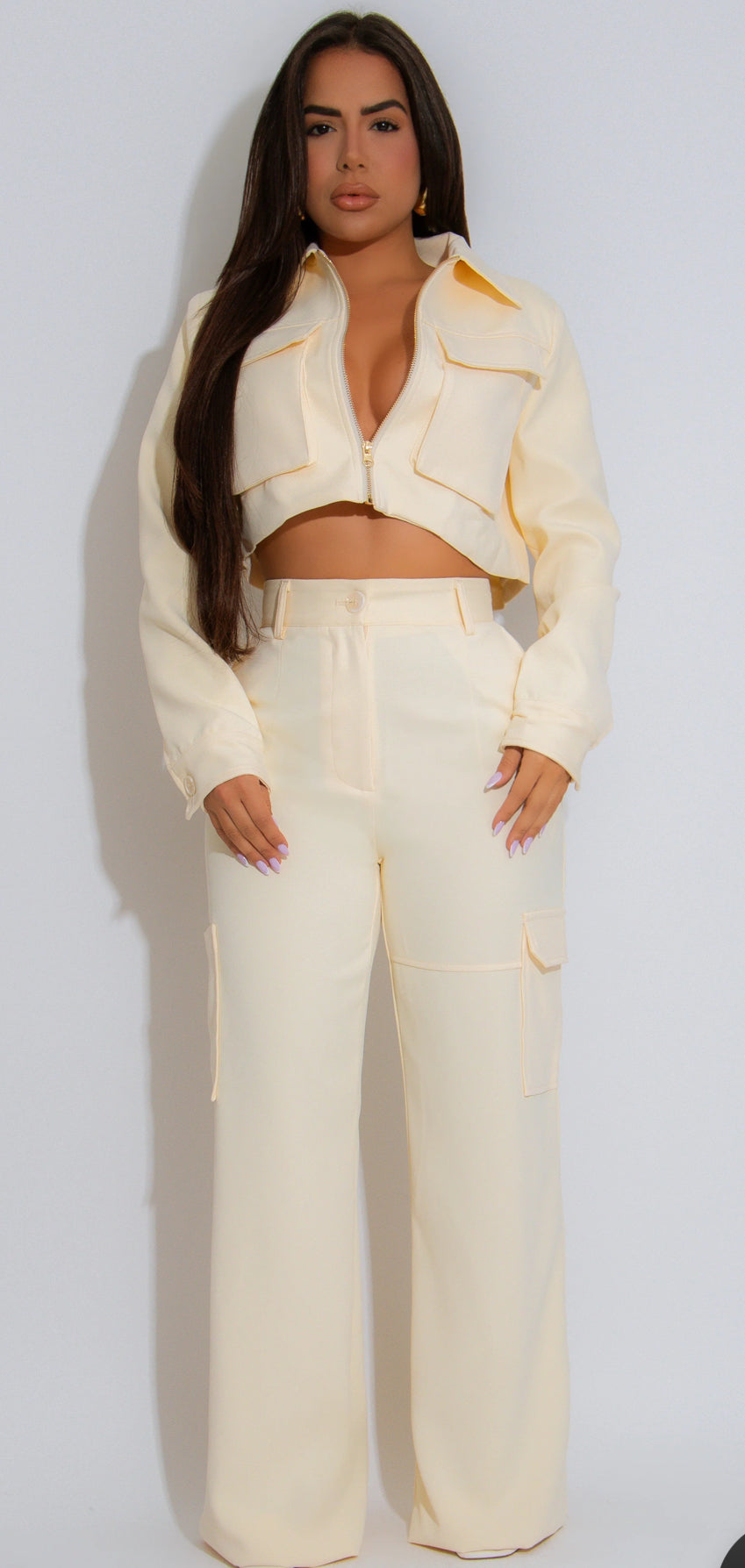 Luxe Cargo Pant Set (ivory)