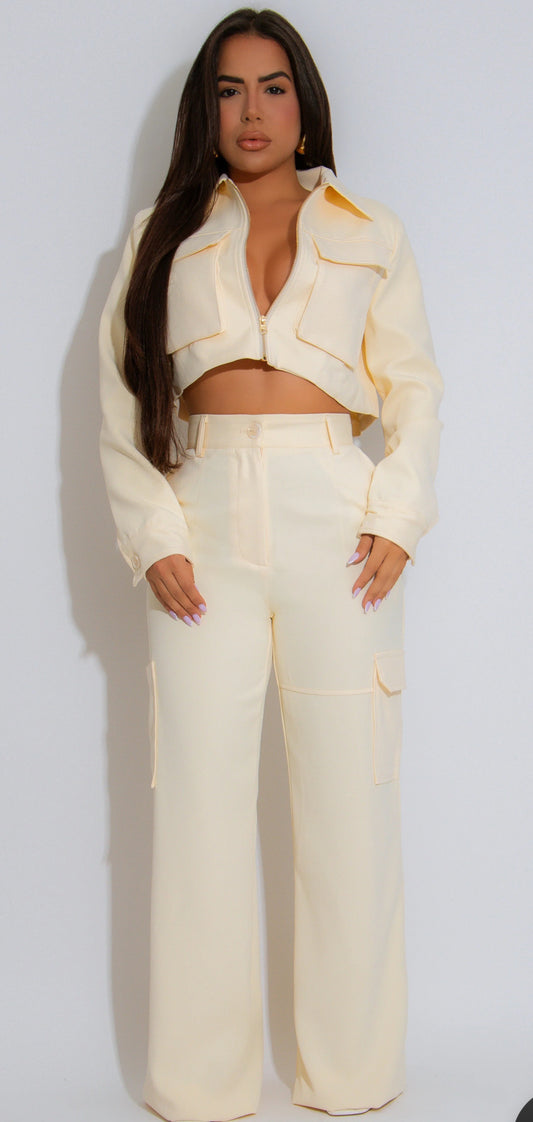 Luxe Cargo Pant Set (ivory)