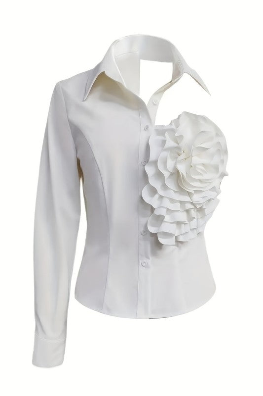 Off Shoulder Floral White Shirt