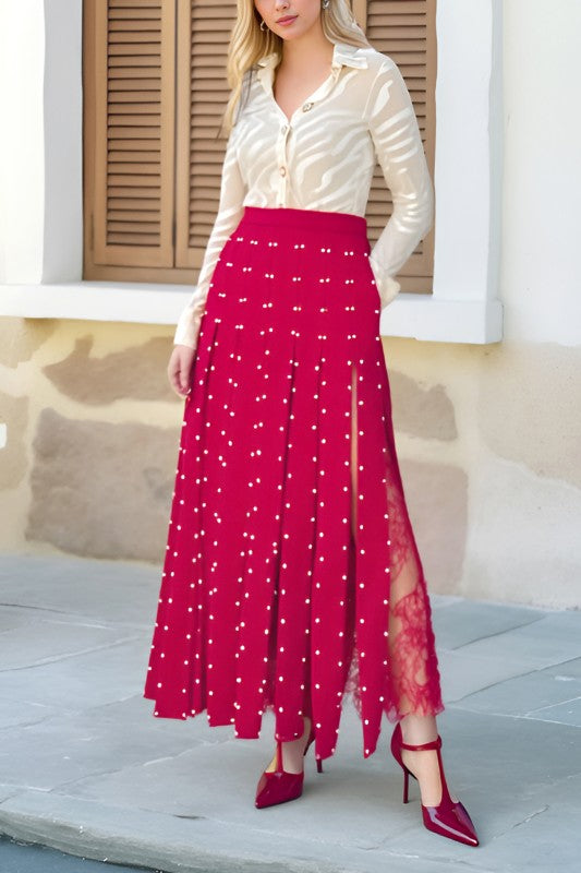 Pleated Sheer Maxi Skirt