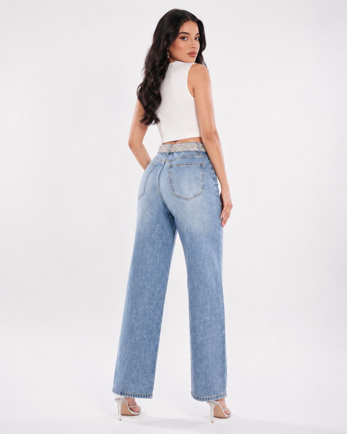Rhinestones and Pearls Barrel Jean