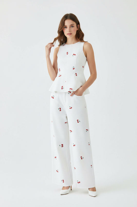 Peplum Top and Barrel Pant Cheries Set