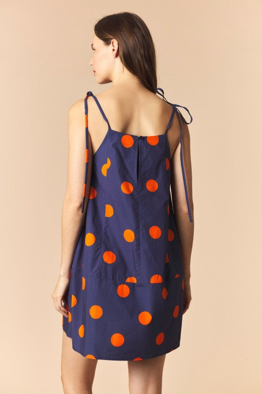 Wide Orange Polka Dots Mini Dress