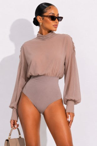 Magnificent Sheer Puff Long Sleeve Bodysuit