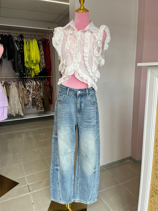 Ruffled White Top
