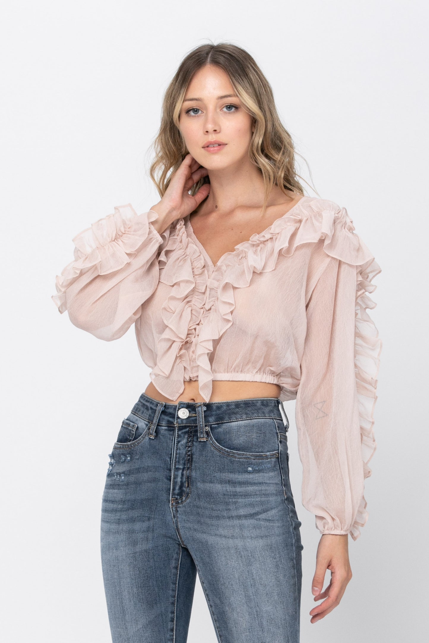 BLUSH RUFFLE CROP