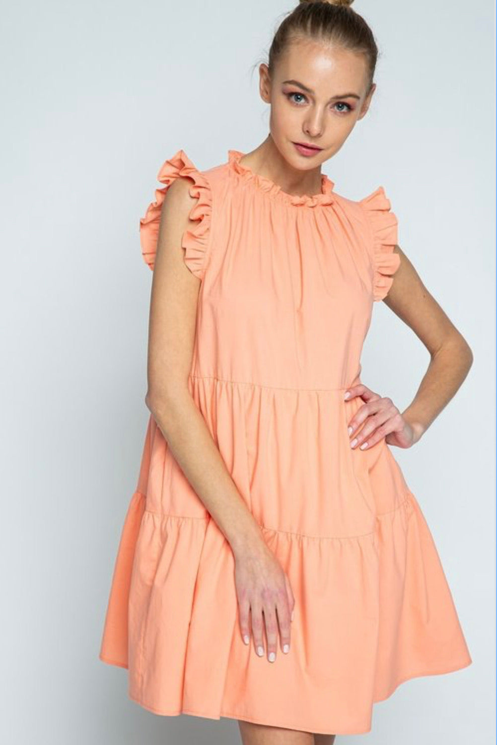 RUFFLE NECK DRESS