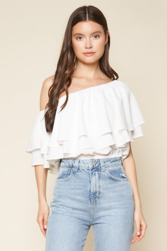 WHITE RUFFLED BLOUSE