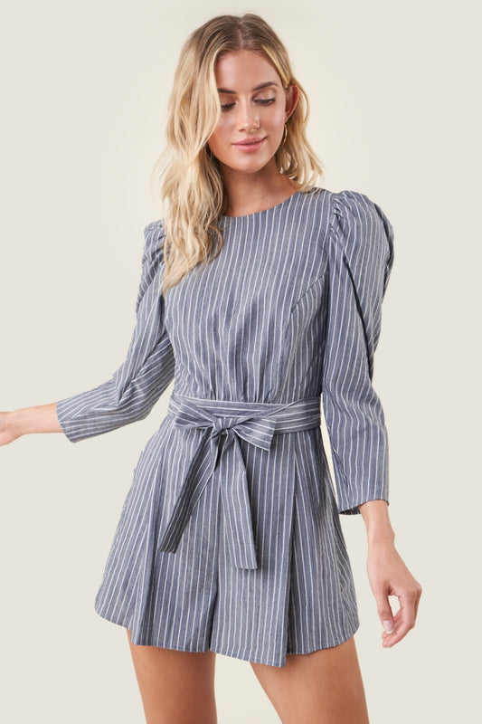 GRAY STRIPPED ROMPER